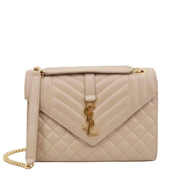 Yves Saint Laurent  Envelope Flap Medium rain De Poudre Crossbody Bag Beige - Picture 1 of 14